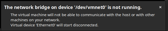 vmware the network bridge not running