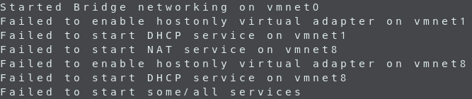 vmware networks start failed